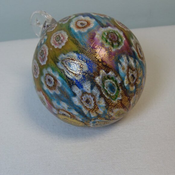 Vintage Murano Millifiore 24k Gold Leaf Glass Ornament 3.5" Diam MCM Elegant Ita - Picture 7 of 7